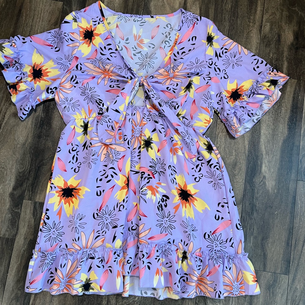 SHEIN Purple and Yellow Floral Kids Bodysuit